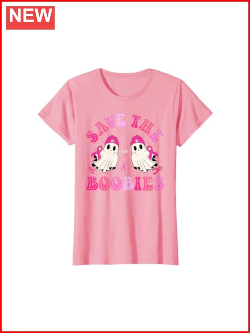 Save The Boobies Breast Cancer Halloween Ghost T-Shirt